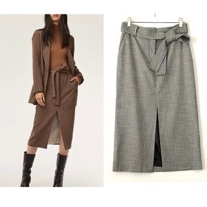 Aritzia Wilfred Tie Front Mini Check Skirt